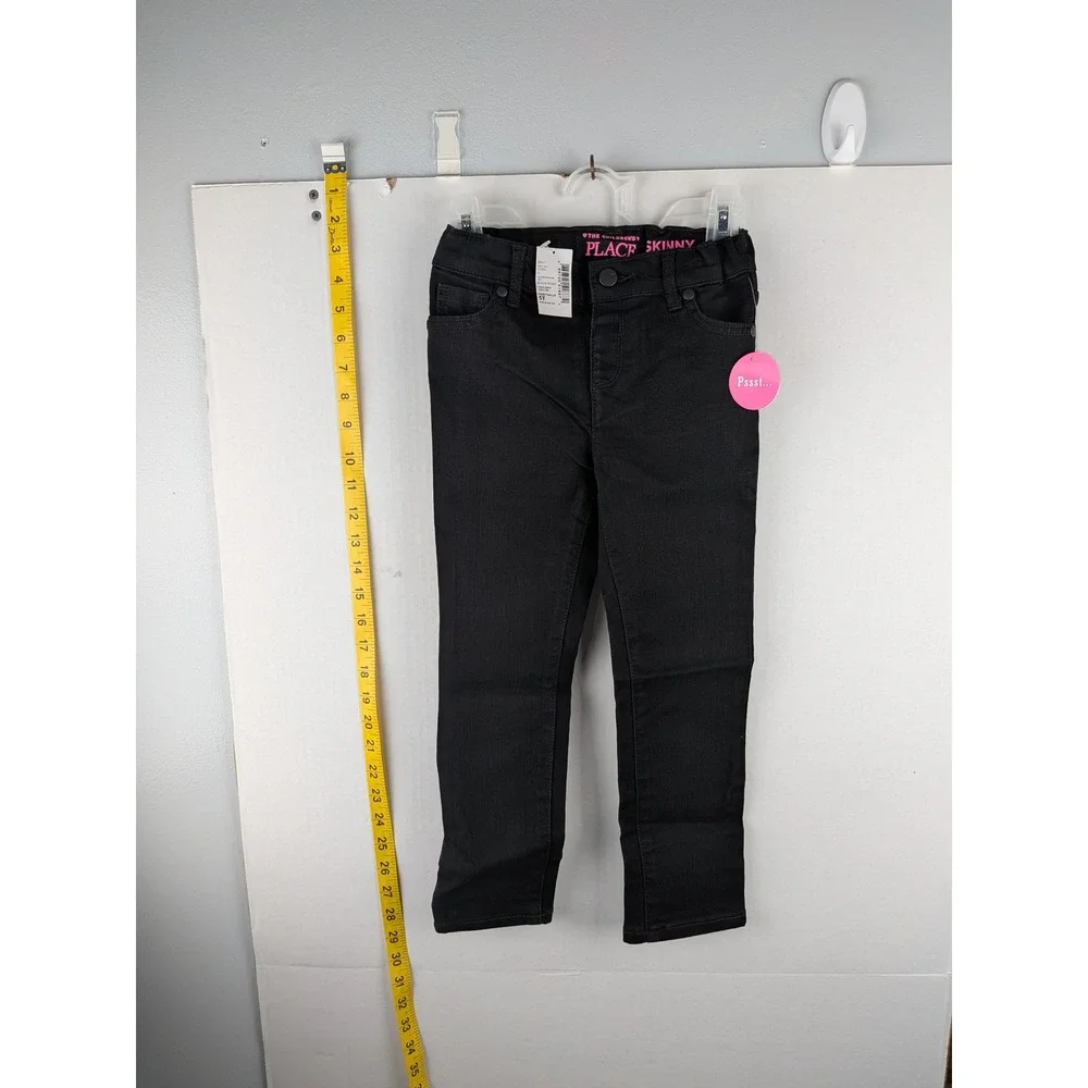 The Children's Place Girls Skinny Jeans Black Wash Adjustable Waist 5T 2084799